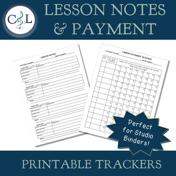 Preview of Lesson Notes & Payment Trackers