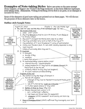 Lesson One--Notetaking from AP European History Writing and Skills Handbook