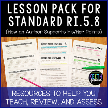 Preview of Lesson Pack for RI.5.8 (How an Author Supports His or Her Points)