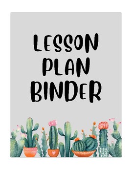 Preview of Lesson Plan Binder Refill Pages | Succulent Themed! Cute Weekly Teacher Planner