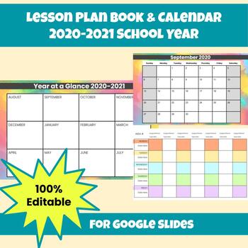 Preview of Lesson Plan Book & Calendar 2020-2021 SY for Google Slides