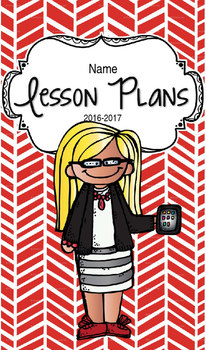Preview of Lesson Plan Book & Planner {Blonde Hair & Glasses: Red Herringbone}