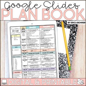 Preview of Lesson Plan Book Template - Google Slides Digital Teacher's Plan Book