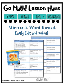 Preview of Lesson Plan Bundle 4th Grade {3rd 6 Weeks Editable} Go Math! CC