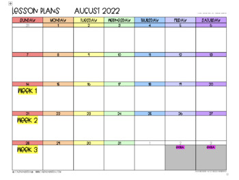 Preview of 22-23 Lesson Plan Calendar