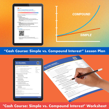Preview of Financial Literacy: Simple vs. Compound Interest - Lesson Plan, Worksheet, Video