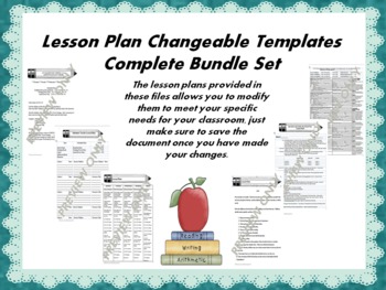Lesson Plan Changeable Templates-Complete Set | TPT