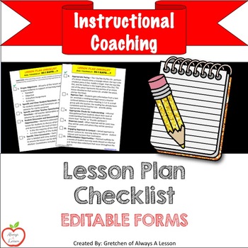 Preview of Instructional Coaching: Lesson Plan Checklist [EDITABLE]