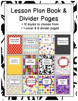 Preview of Lesson Plan Cover and Divider Pages-editable