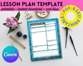 Lesson Plan Editable Template-Cool Blue Water