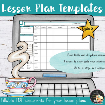 Preview of Lesson Plan Editable Template - Cycle 3 (classes)