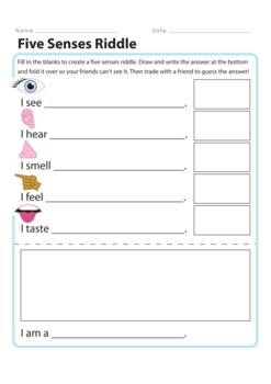 Preview of Lesson Plan®Five Senses Mystery Bags Read & Writing Lesson Plan For Kindergarten