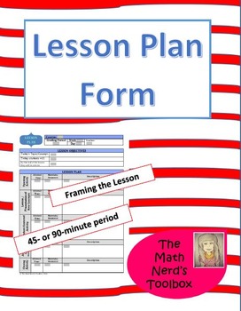 Preview of Lesson Plan Form (Framing the Lesson-Secondary Grades)