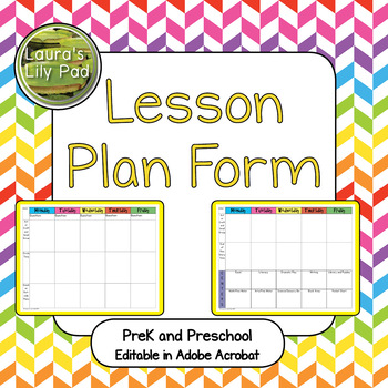 Lesson Plan Form for PreK and Preschool