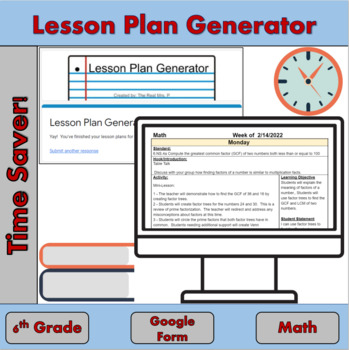 Preview of Lesson Plan Generator - 6th Grade Math