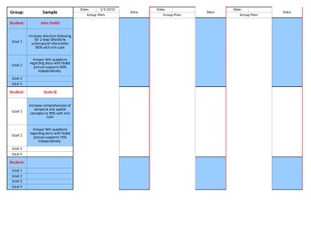 Preview of Lesson Plan Goal and Data Sheets for Speech Therapy and others!