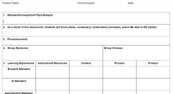 Preview of Lesson Plan Google Doc Template