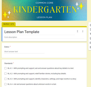 Preview of CC Lesson Plan Google Form: Streamlined Lesson Planning with Auto Transfer