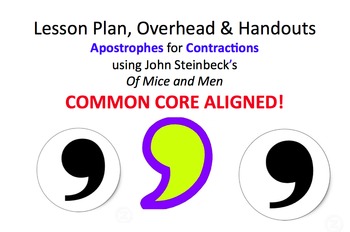 Preview of Lesson Plan & Handouts: Apostrophe for Contractions in Steinbeck's Of Mice & Men