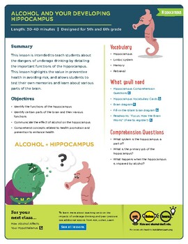 Preview of Lesson Plan: Alcohol and Your Developing Hippocampus