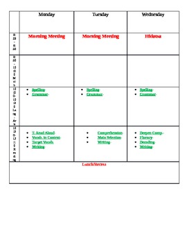 Preview of Lesson Plan Layout w/ Journeys RLA specifics