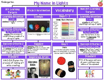 Preview of Lesson Plan - My Name in Lights Art Lesson - Kindergarten ► Hello Art People