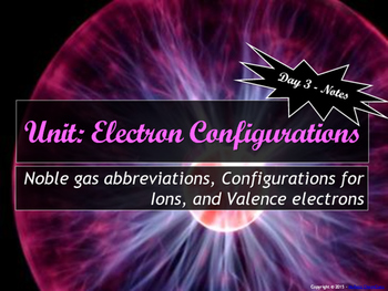 Preview of Lesson Plan: Noble Gas Abbreviations and Configurations for Ions