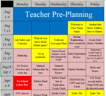 Preview of Lesson Plan Overview Calendar Semester 1 2017