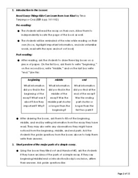 parts of an essay lesson plan