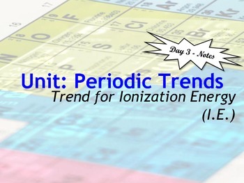 Preview of Lesson Plan: Periodic Trends - Ionization Energy Trend