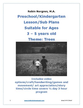 Preview of Lesson Plan SUB PLAN Trees Theme Pre-k Kinder Reggio Daycare Centers Play Base