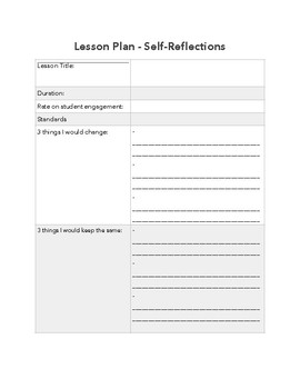 Preview of Lesson Plan Self Reflection