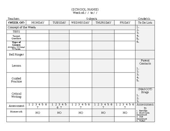 Preview of Lesson Plan Template