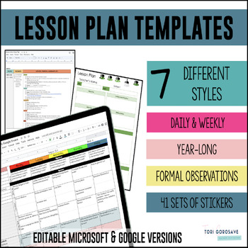 Preview of Editable Lesson Plan Templates Bundle - Digital