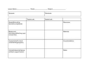 Lesson Plan Template by FUNctional Special Ed | TPT