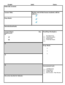 Lesson Plan Template by Karlie Thatcher | TPT