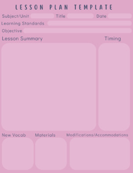 Preview of Lesson Plan Template