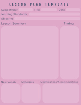 Lesson Plan Template by Leah Bunting | TPT