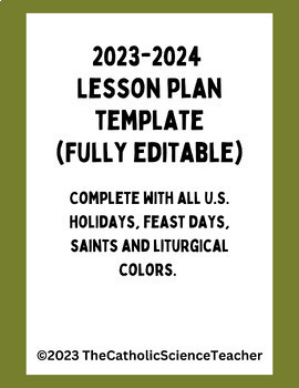 Preview of Lesson Plan Template/Calendar 2023-2024