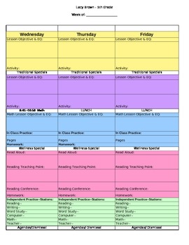 Lesson Plan Template, Color Coded Computerized by Lacy Brown | TpT