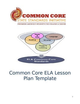 Preview of Lesson Plan Template: Common Core for ELA