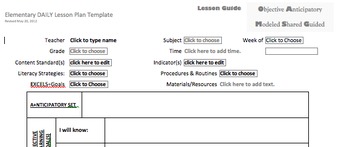 Preview of Lesson Plan Template DAILY created in Microsoft Word less descriptive