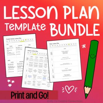 Preview of Lesson Plan Template - Daily, Weekly, Student - BUNDLE - Print + Go!