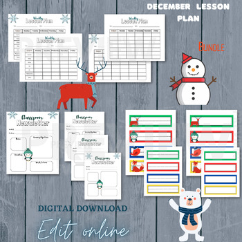 Preview of Lesson Plan Template, December Lesson Plan, Teacher Resource