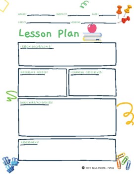 Preview of Lesson Plan Template ( Digital , Printable )