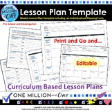 Lesson Plan Template-EDITABLE!! Weekly Play-Based Curricul