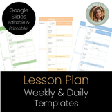 Lesson Plan Template- Editable Digital Weekly & Daily Plans