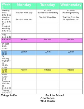 Lesson Plan Template Editable & First 2 weeks of Lesson Plans for Kinder