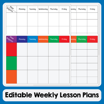Editable Weekly Lesson Plans . 4 Printable Templates in PDF by BazLearning