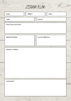 Preview of Lesson Plan Template | Farmhouse Style